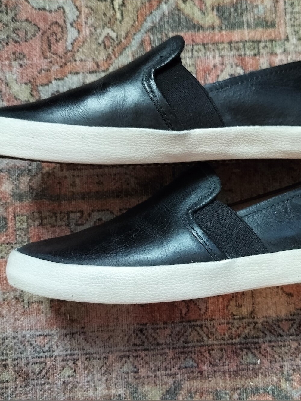 EUC Frye Black Dylan Slip On Leather Sneakers White Platform - 7.5 8 8.5 - Picture 4 of 8